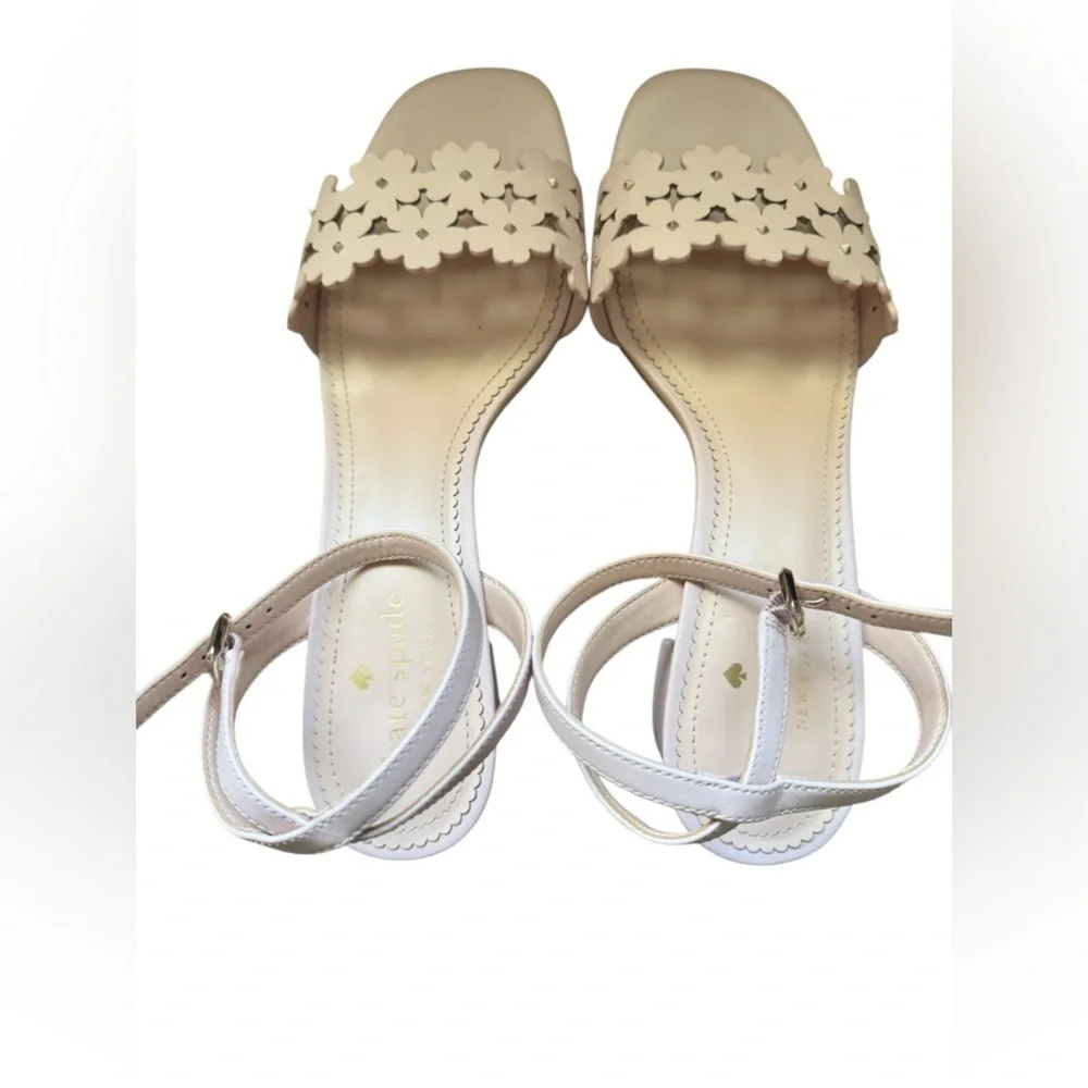 kate spade Daisy Floral 100% Cow Leather Mid Sandals, Rose Smoke Pink